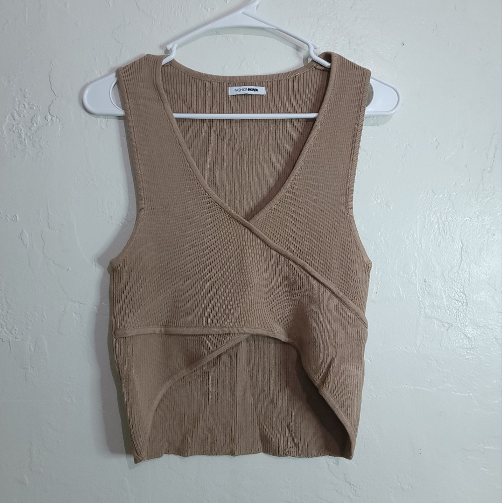Fashion Nova HiLo Sleeveless Beige Top